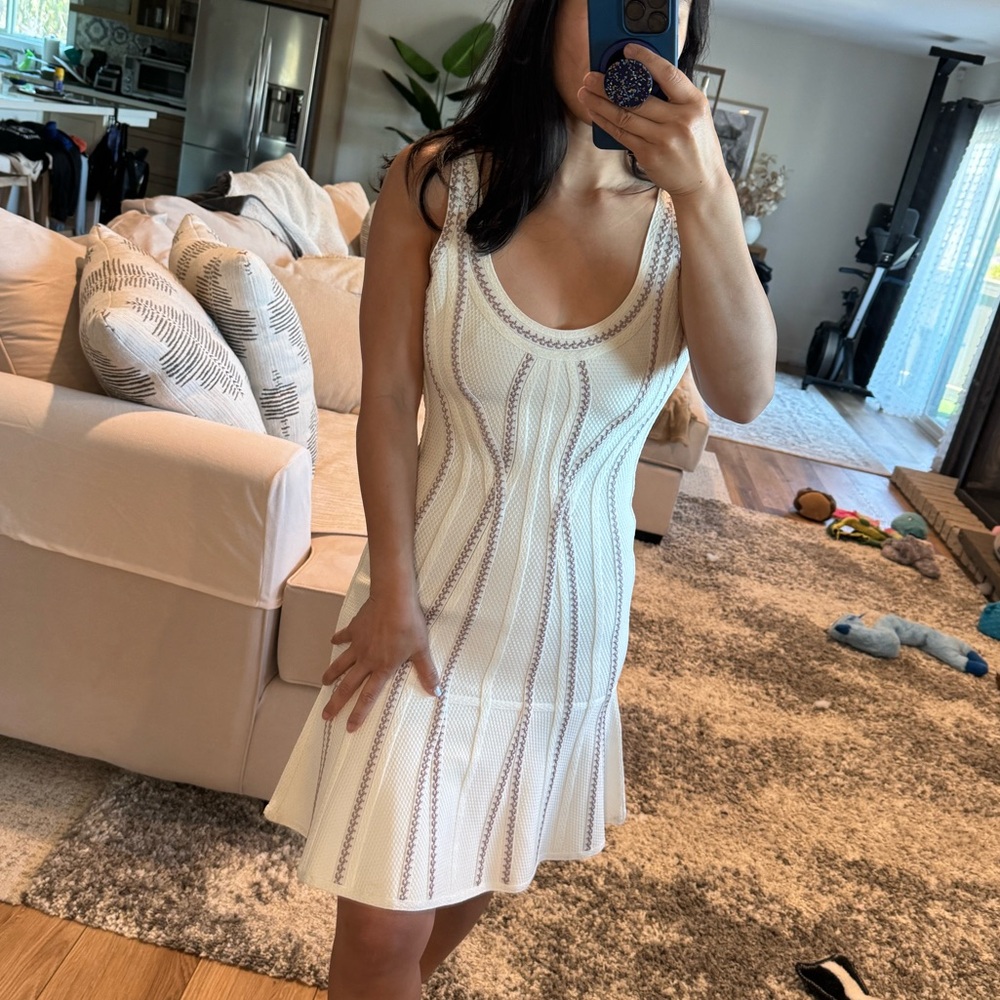 Herve Leger Cream and Purple Dress - Picture 2 of 16